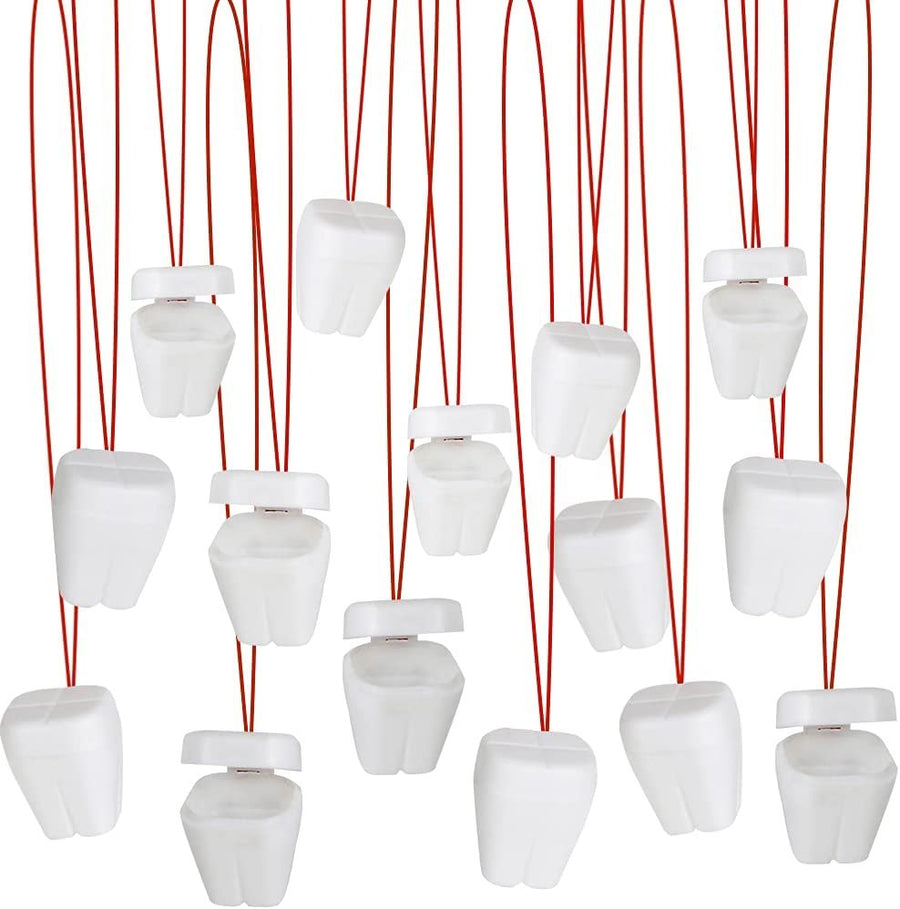 Tooth Saver Necklaces, Set of 144, White Tooth Containers, Tooth Holders For Boys & Girls, Dentist Office Giveaways For Kids, Theme Party Supplies, Unique Goodie Bag Fillers
