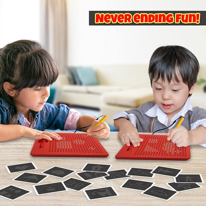 ArtCreativity Mini Magnetic Drawing Board for Kids, Includes Magnet Board with Attached Stylus Pen and 25 Double-Sided Ideas Cards, Mini Drawing Magnetic Toy for Boys and Girls, 8.5 x 7 Inches