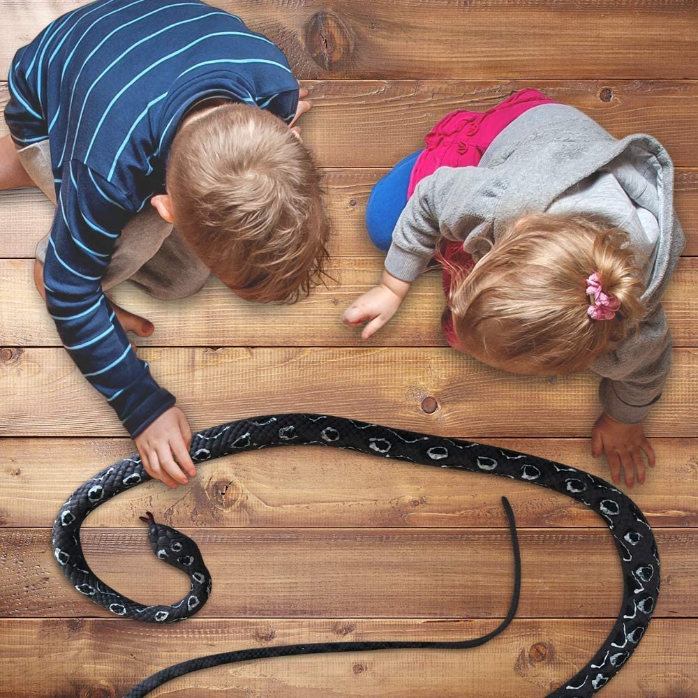Russell’s Viper Realistic Rubber Snake Toy for Kids, 48" Fake Snake Prank Gag Toy, Science Educational Tool, Reptile and Snake Party Decorations and Favors for Boys and Girls
