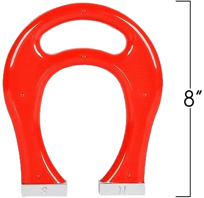 Horseshoe Magnet for Kids - 8" Horse Shoe U-Shaped Magnet with Carry Handle - Fun Science Activity Toy, Great Gift Idea for Boys and Girls, Novelty Item for Adults - Colors May Vary