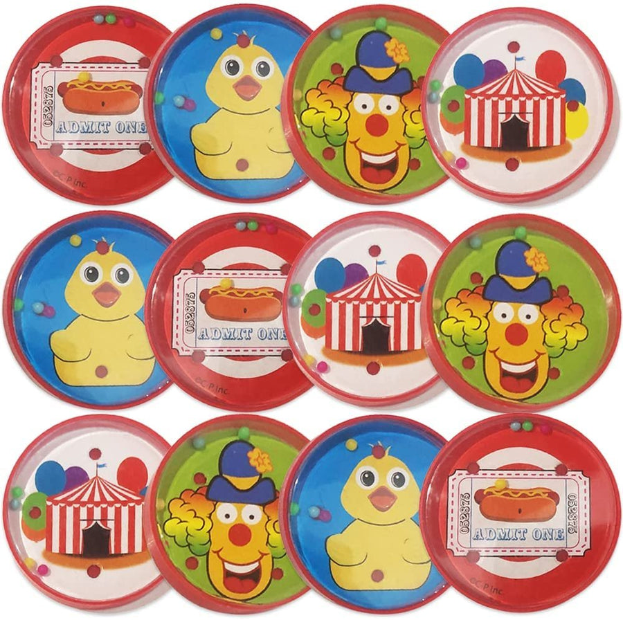 Carnival Circus Theme Pill Puzzles, Set of 12, Balance Ball Puzzles in Assorted Designs, Great as Birthday Party Favors, Carnival Prizes for Kids, Goodie Bag Fillers, & Stocking Stuffers