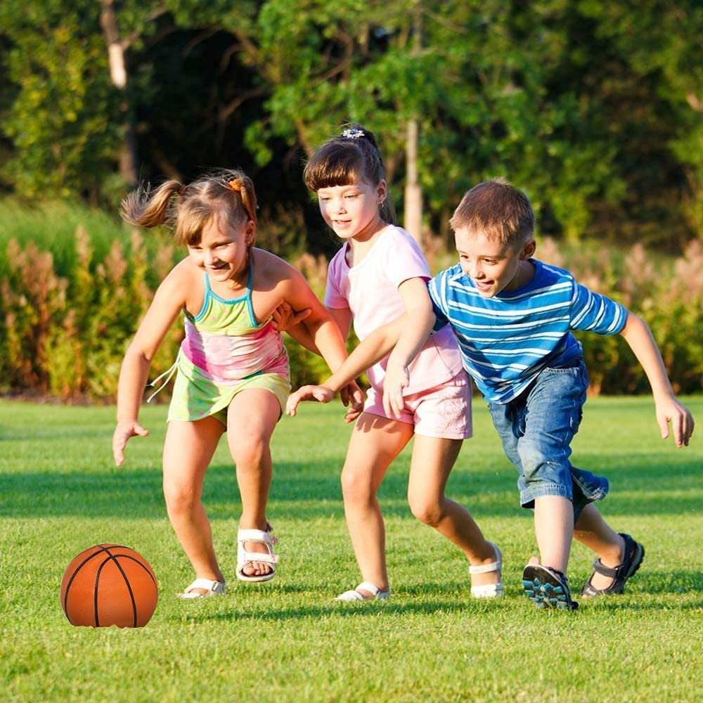 Mini Orange Basketball for Kids, Bouncy 7" Kick Ball for Backyard, Park, and Beach Outdoor Fun, Durable Outside Play Toys for Boys and Girls - Sold Deflated