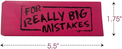 ArtCreativity Pink Mistake Erasers for Kids, Pack of 3, Really Big Wedge Erasers, 5.5 Inch Giant Pencil Rubber, Cool Back to School Stationery Supplies for Boys and Girls, Joke Gag Gifts for Adults