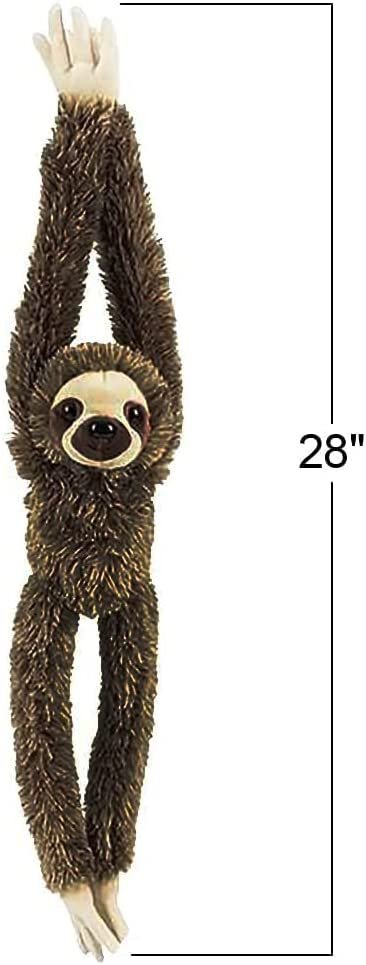 Brown Hanging Sloth Plush Toy, 28" Stuffed Three-Toed Sloth with Realistic Design, Soft and Huggable, Cute Nursery Decor, Best Birthday Gift for Boys and Girls