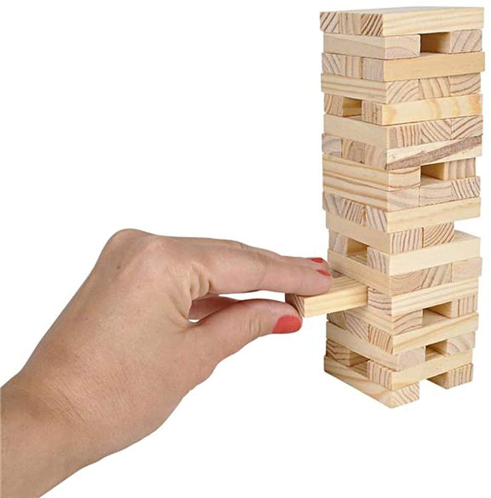 Mini Wooden Tower Game, Wood Tumbling Blocks Set with 48 Pieces, Fun Indoor Game Night Games for Kids, Adults and House Parties, Development Toys for Children, Great Gift Idea