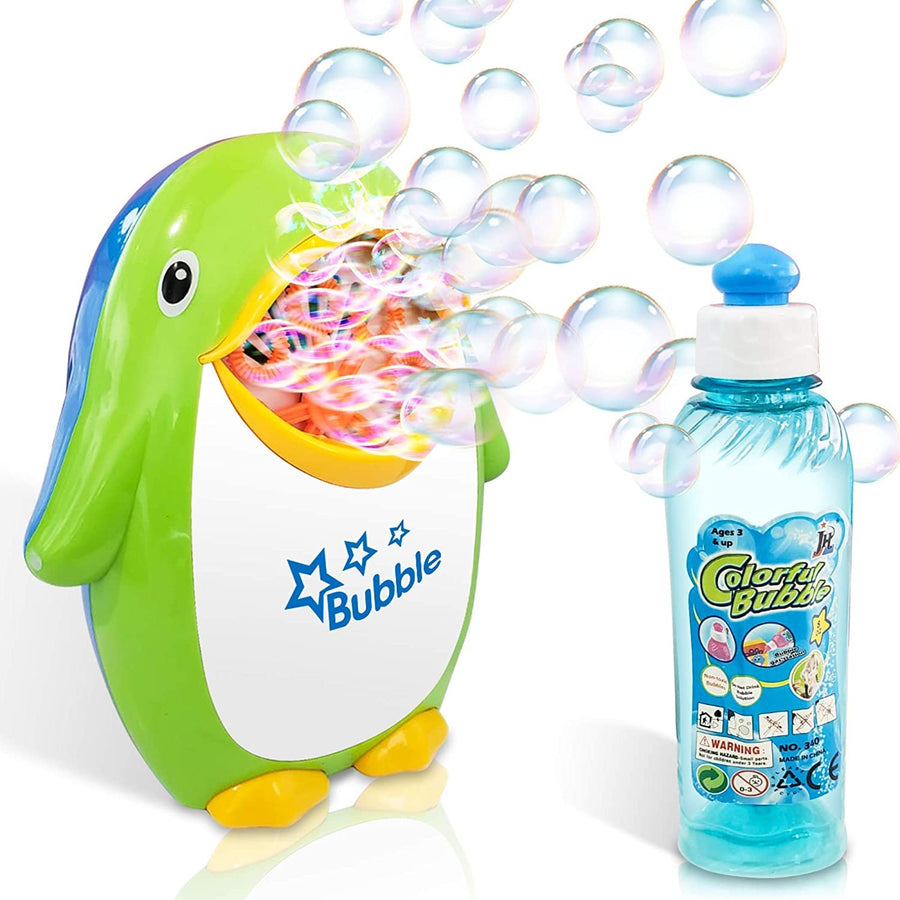 Penguin Bubble Machine with 8oz Bubble Solution, Cute Powerful Automatic Bubble Maker Toy for Kids and Parties, Simple and Easy to Use, Best for Wedding, Birthday Party, DJ, Baby Shower