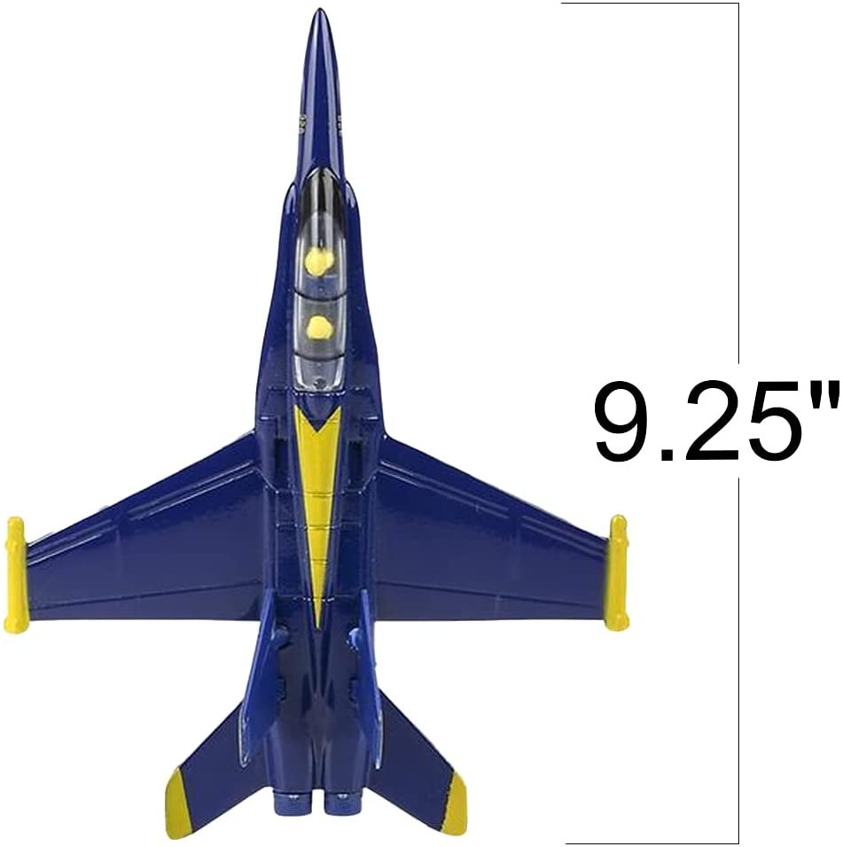 Jumbo Diecast F-18 Blue Angel Jets with Pullback Mechanism, Set of 2, Diecast Metal Jet Plane Fighter Toys for Boys, Air Force Military Cake Decorations, Aviation Party Favors