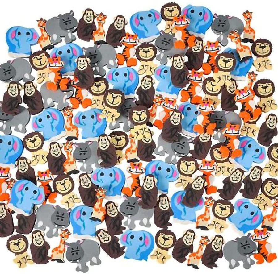 Mini Zoo Animal Erasers, Set of 144, Rubber Erasers for Kids in Assorted Designs, Back to School Supplies, Classroom Teacher Rewards, Zoo Party Favors and Goody Bag Fillers