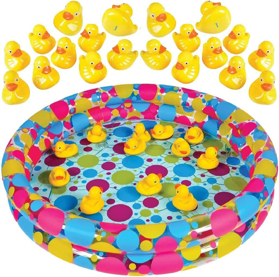 Pond Matching Game for Kids, 3’ Inflatable Pool & 20 Duckies