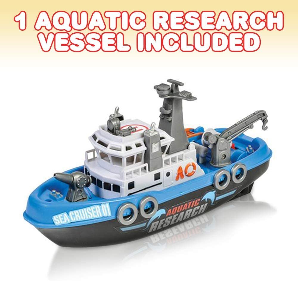 ArtCreativity Aquatic Research Vessel, BatteryOperated Toy Ship for Kids, Floats in Water, Floating Bathtub and Pool Toy for Boys and Girls, Best Birthday Gift for Children