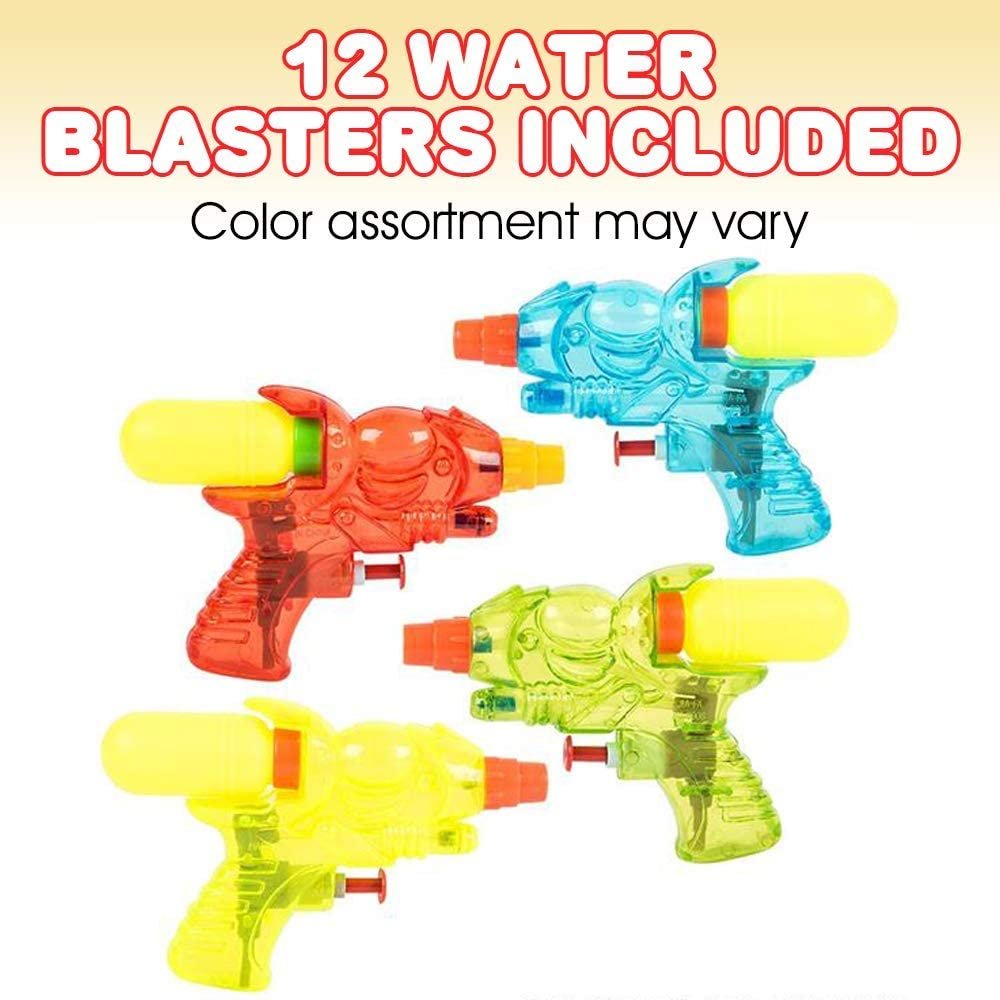 ArtCreativity 5.5 Inch Water Blasters for Kids, Pack of 12, Assorted Colors Water Squirt Toy Guns for Swimming Pool, Beach and Outdoor Summer Fun, Cool Birthday Party Favors for Boys and Girls