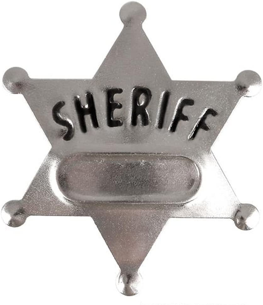 Metal Sheriff Badges - Pack of 12 - with a Space for Personalized Name and Safety Pin Enclosure - Fun Party Favor - Police Pretend Play - Amazing Gift Idea for Boys and Girls Ages 4+