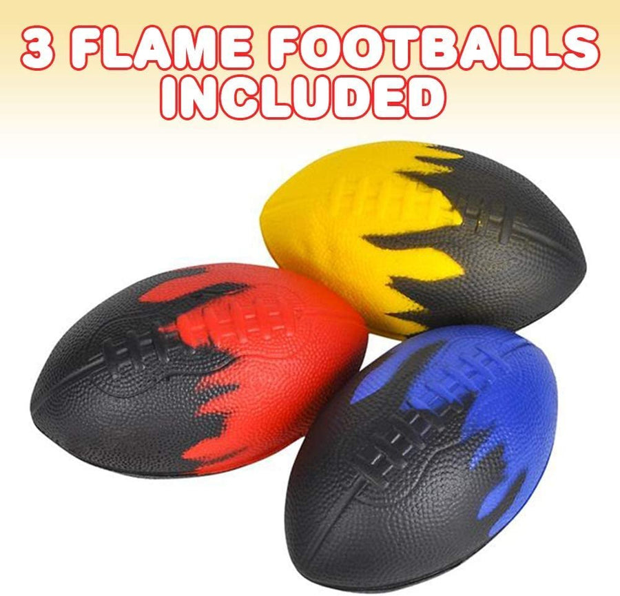7.5'' Foam Flame Footballs for Kids, Set of 3, Two-Toned Foam Sports Toys for Outdoors, Practice, Training, Beginners, Pool, Beach, Picnic, Camping, Fun Sports Party Favors for Boys and Girls