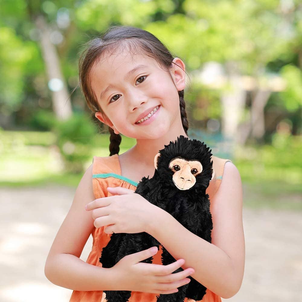 Black Hanging Chimpanzee Plush Toy, 19" Stuffed Chimpanzee with Realistic Design, Soft and Huggable, Cute Nursery Decor, Best Birthday Gift for Boys and Girls