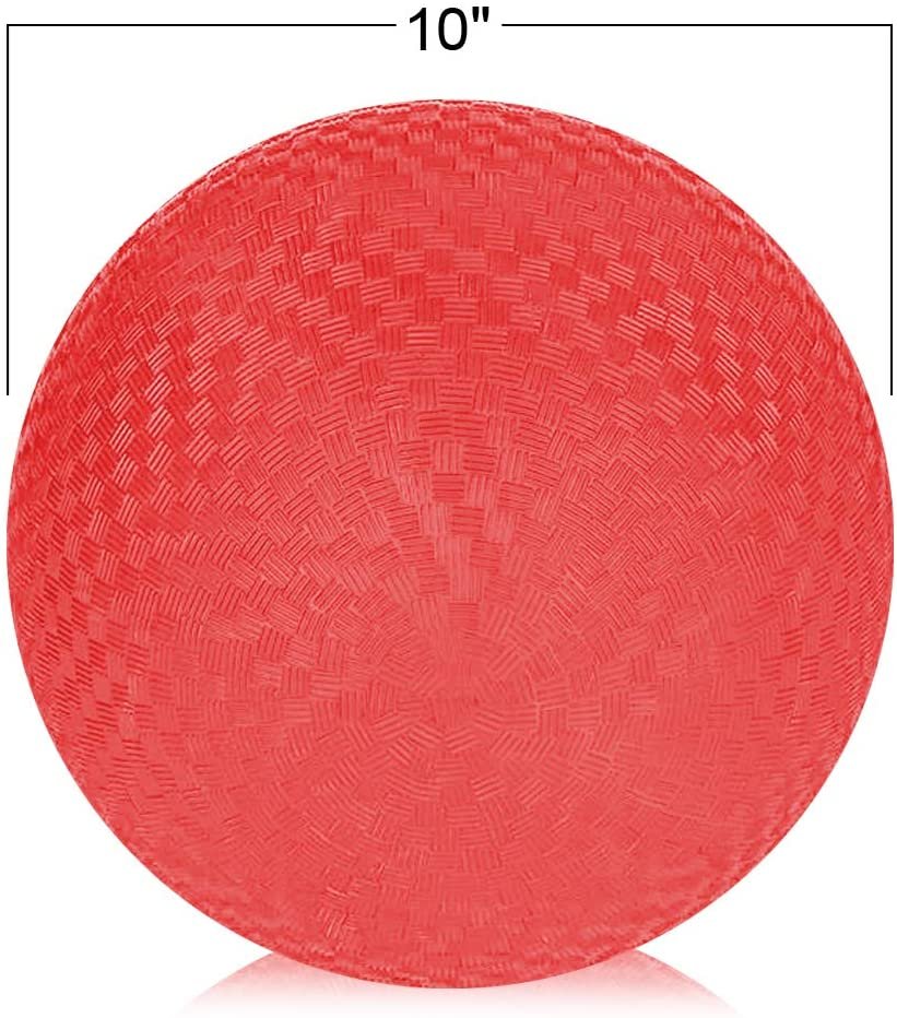 Red Playground Ball for Kids, Bouncy 10" Kick Ball for Backyard, Park, and Beach Outdoor Fun, Durable Outside Play Toys for Boys and Girls - Sold Deflated