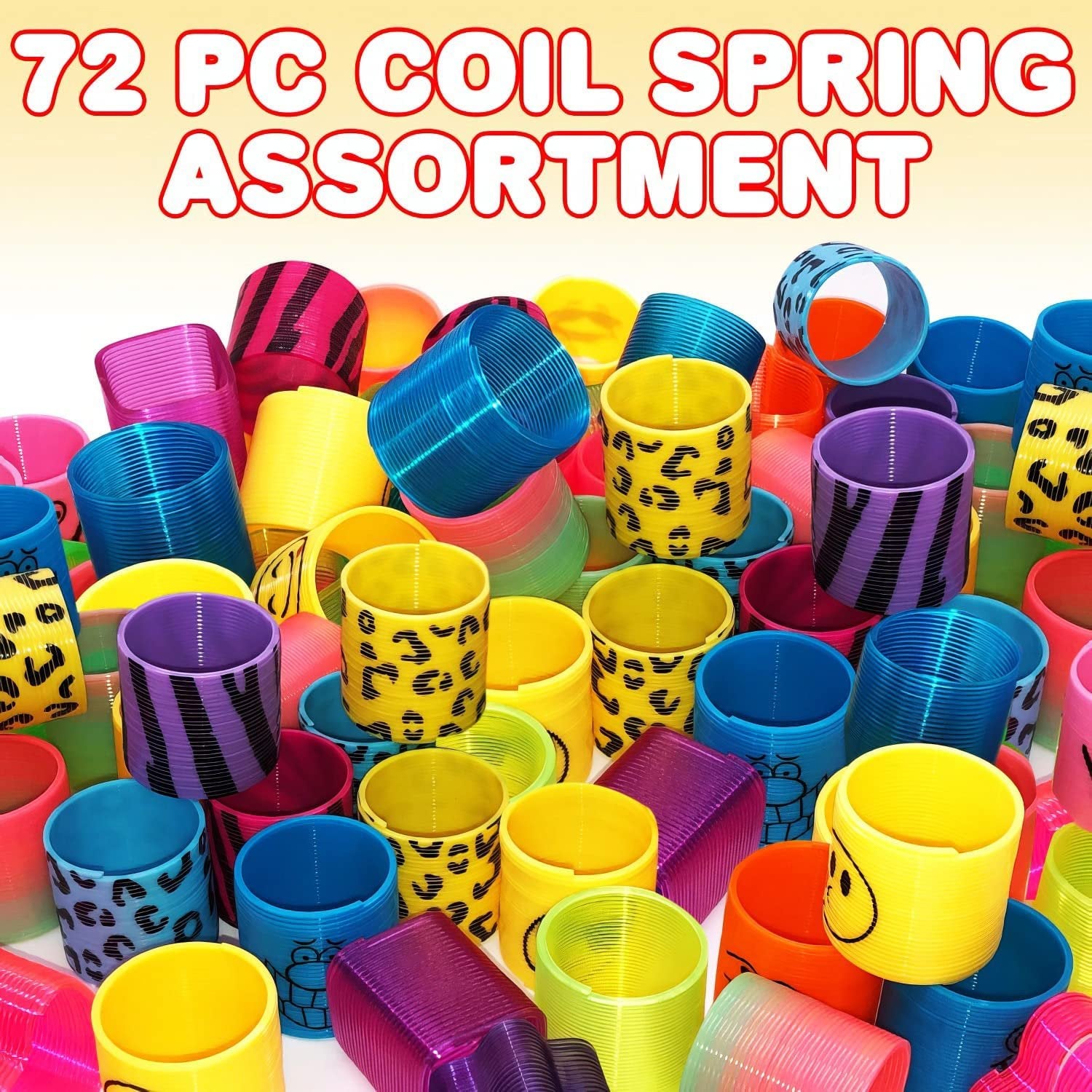ArtCreativity Spring Toy Assortment, Pack of 72 Mini Plastic Coil Springs Party Favors for Kids, Multicolor with Different Shapes, Goody Bag Filler, Party Prizes and Stocking Stuffers for Kids