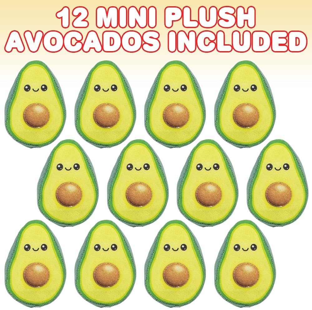 Mini Plush Avocados for Kids, Set of 12, Soft Stuffed Avocado Toys, Cute Party Supplies, Party Decorations, Snack Party Favors, Easter Basket Stuffers, Goodie Bag Fillers