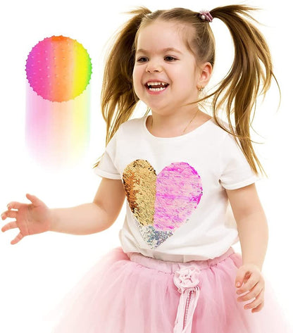 ArtCreativity Rainbow Knobby Balls, Set of 6, Fidget Sensory Toys for Kids, 4.75 Inch Spiky Sensory Balls in Rainbow Colors, Birthday Party Favors, Treasure Box Prizes – Sold Deflated