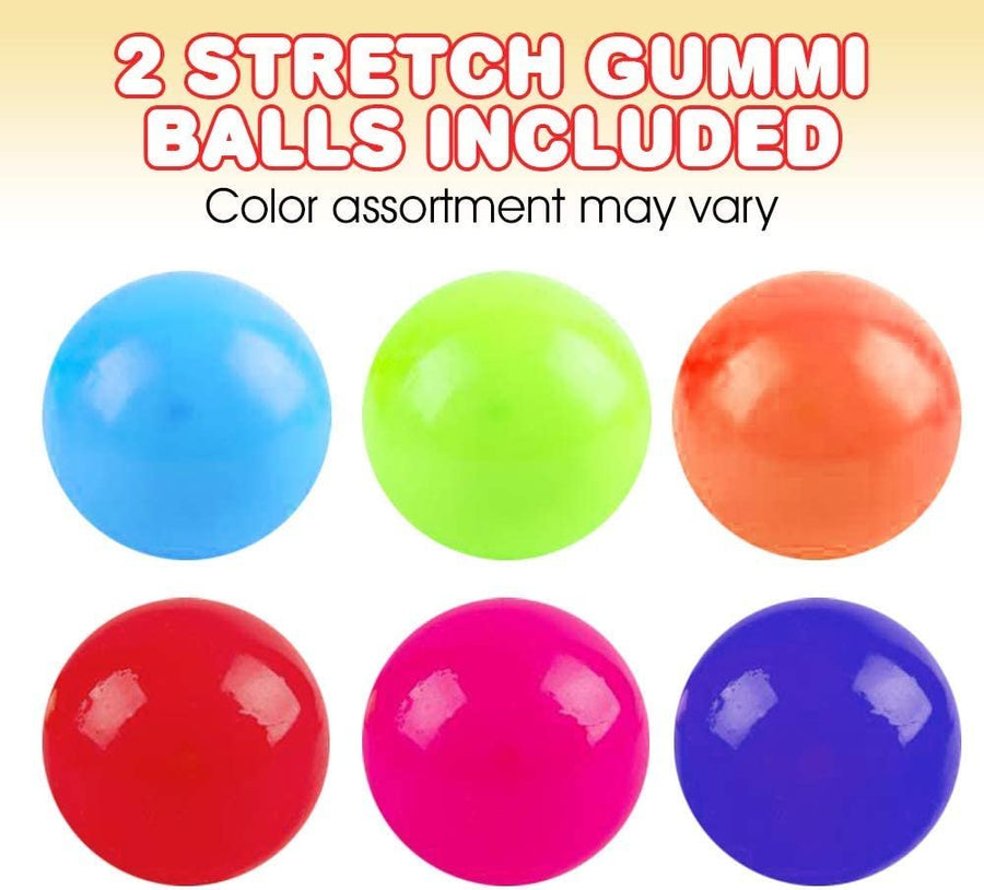 Stretchy Gummi Balls, Set of 2, Stress Relief Fidget Sensory Toys for Autistic Children, Anxiety, and ADHD, Spongy Squeeze Toy Party Favors, Goodie Bag Fillers for Kids, Colors May Vary