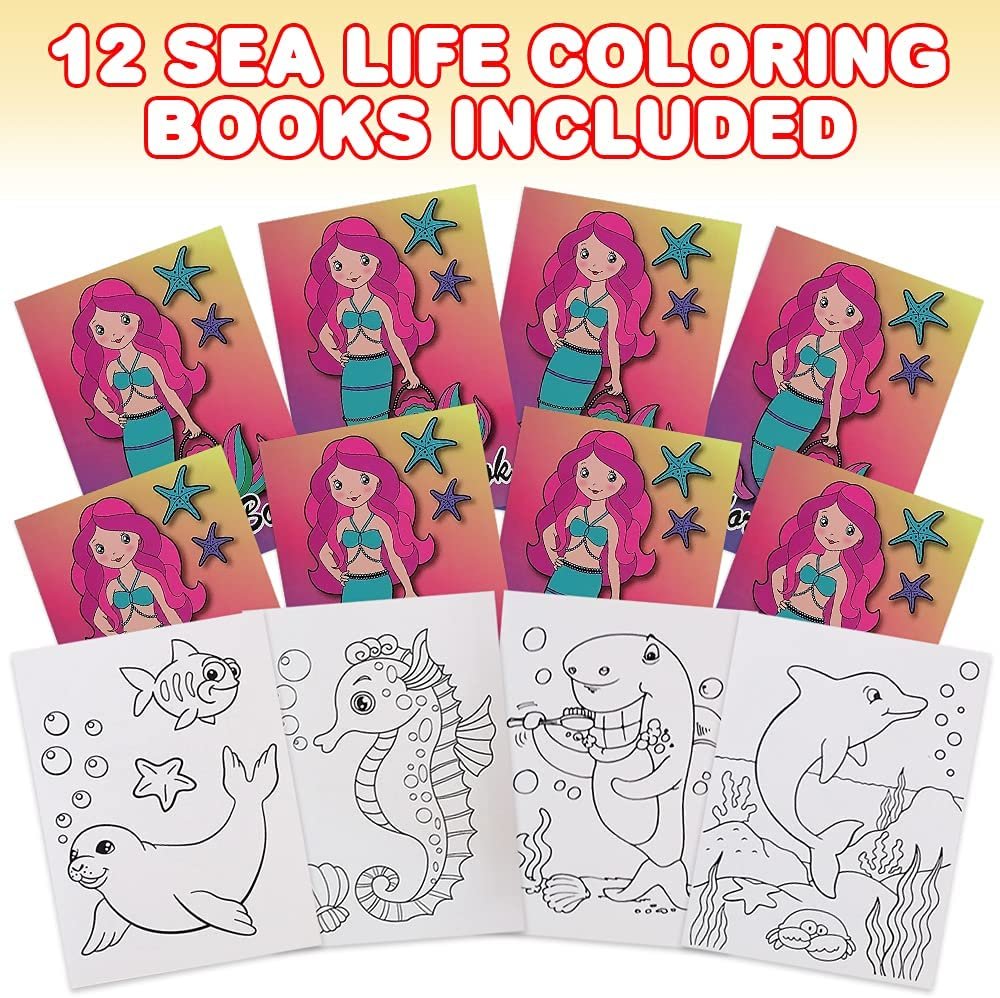 ArtCreativity Sea Life Coloring Books for Kids, Set of 12, 5 x 7 Inch Small Color Booklets, Fun Treat Prizes, Favor Bag Fillers, Birthday Party Supplies, Art Gifts for Boys and Girls