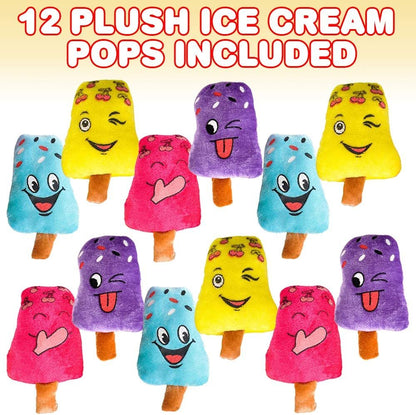 ArtCreativity Plush Ice Cream Toys for Kids, Set of 12, Soft and Cuddly Soft Stuffed Toys, Includes Assorted Colors and Designs, Plush Party Favors for Kids, Cute Ice Cream Theme Decorations