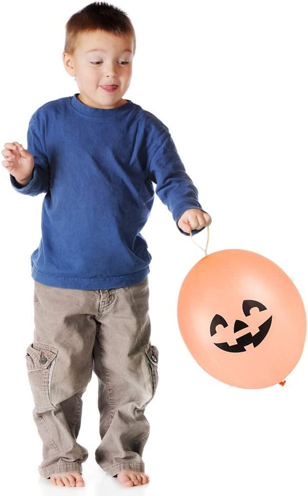 Halloween Party favors Trick Jack-O-Lantern Punch Balls, Set of 12, Durable Latex Balloons with Rubber Bands Attached, Great for Treat Party Favors, Goodie Bag Fillers for Kids