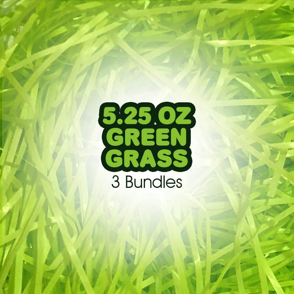 Green Easter Grass Basket Filler, Set of 3 Bundles, Cellophane