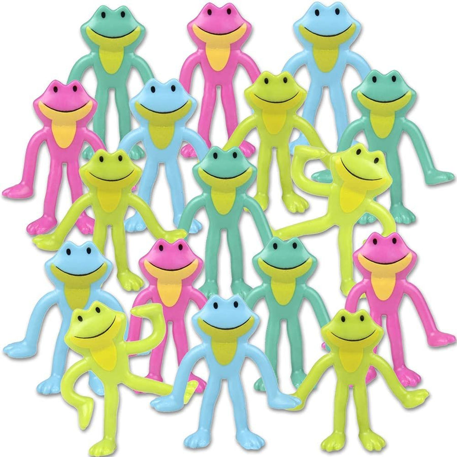 Mini Bendable Frog Assortment, Set of 48 Flexible Figures in Assorted Colors, Birthday Party Favors for Boys & Girls, Stress Relief Fidget Toys, Goody Bag Fillers for Kids