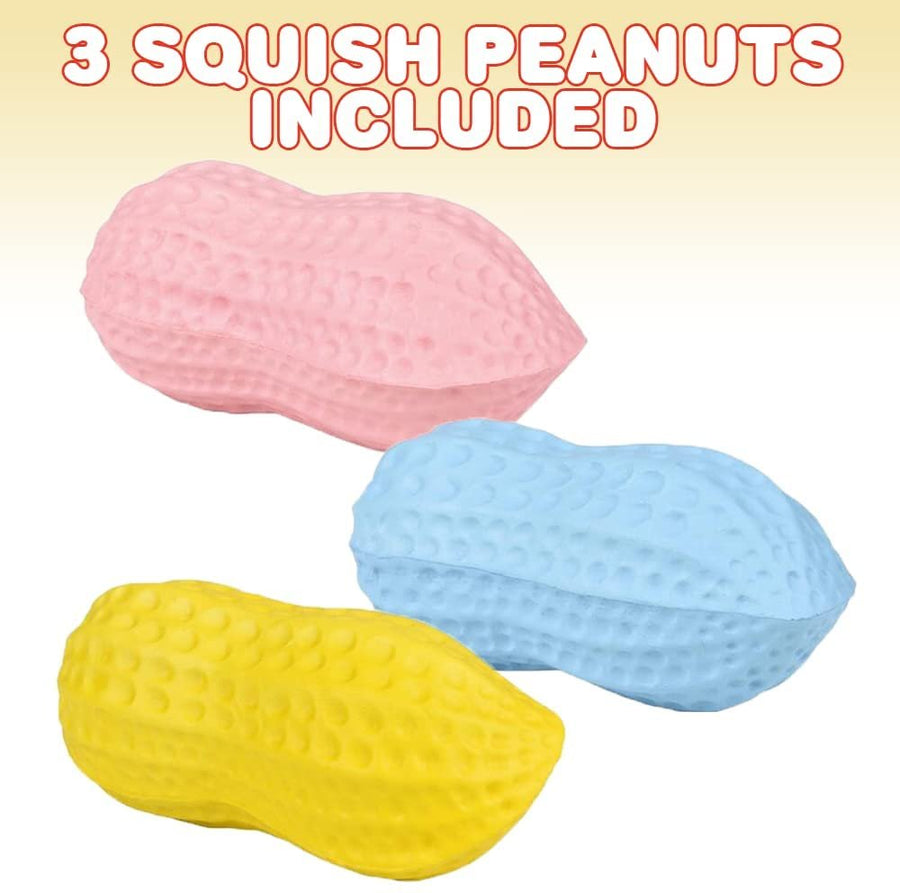 Squish Peanut Toys 3 Pack, Slow Rise Stress Relief Sensory Toys for Kids