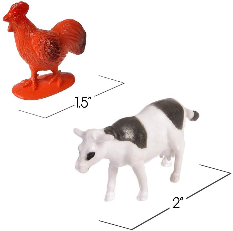 Mini Farm Animals Figurines -12 Pack - Small Plastic Barnyard Figures for Kids, Farm Themed Birthday Party Favors, Goody Bag Fillers, Great Playset for Boys and Girls