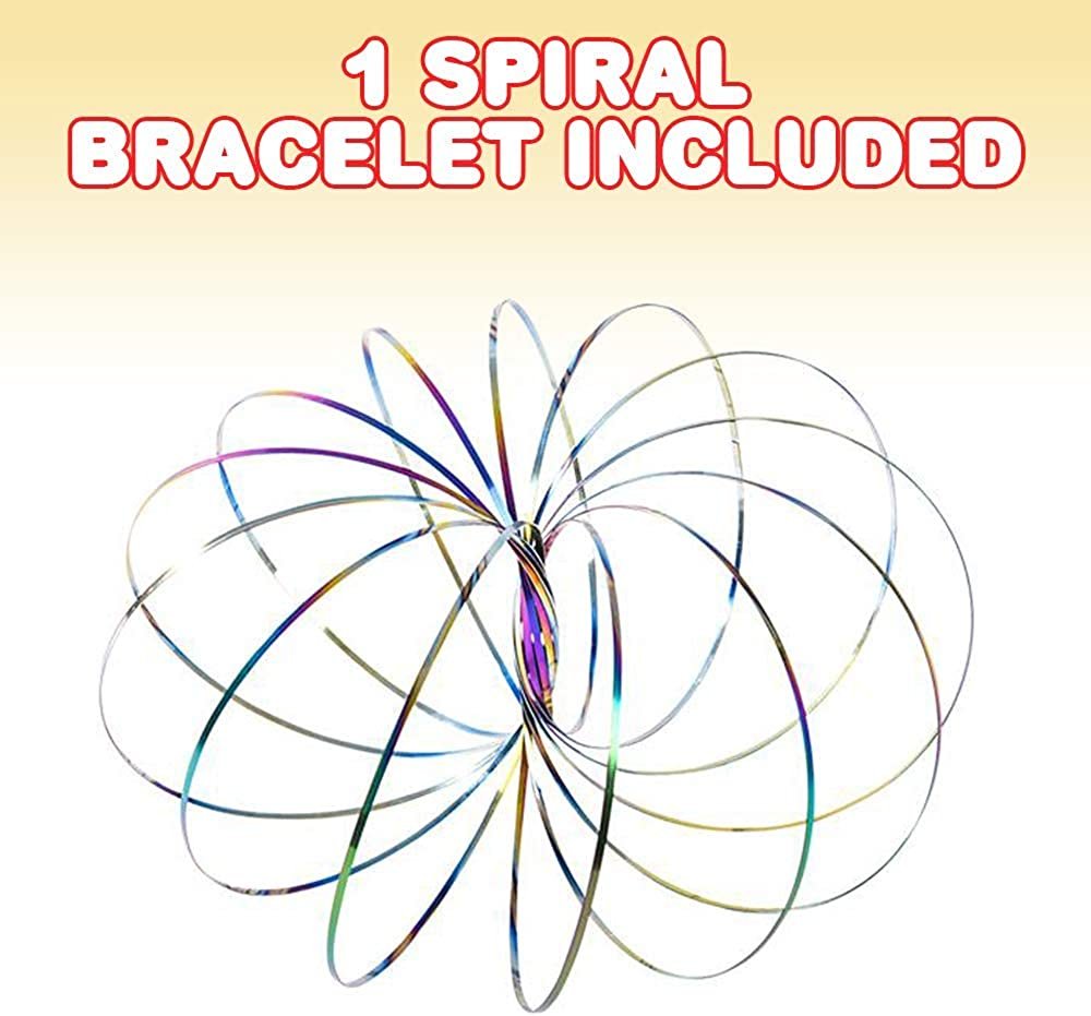 Metal Rainbow Spring Bracelet, Stress Relief Arm Coil Spring Bracelet, Flow Ring Fidget Toy for Kids and Adults, Sensory Toys for Autism, ADHD, and Anxiety, Spiral Dance Bracelet