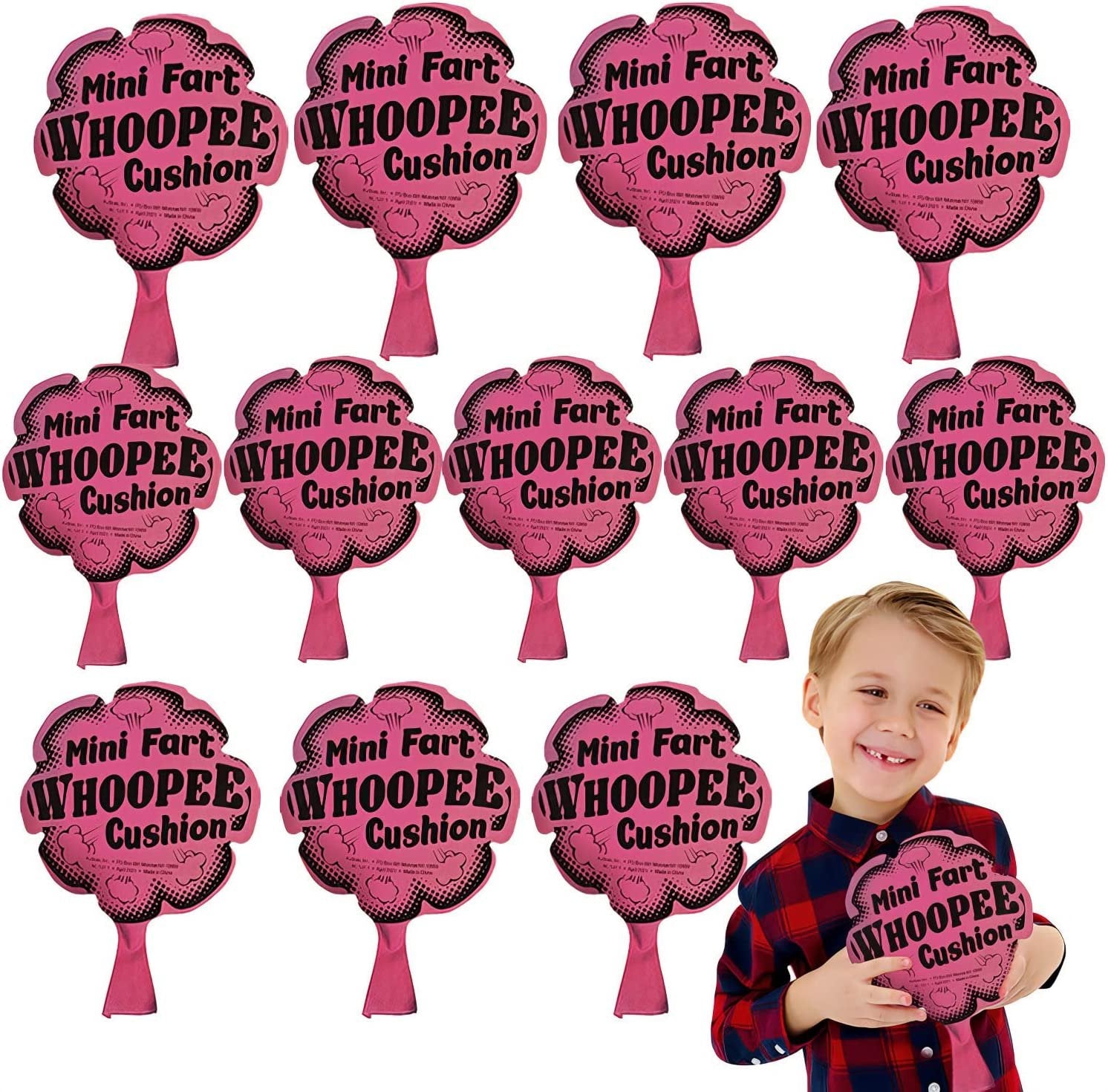 6" Mini Fart Whoopee Cushions - Set of 12 - Fun Whoopee Noise Makers for Kids and Adults - 100% Non-Toxic Prank Toy - Novelty Gag Joke Gift - Birthday Party Favors for Boys and Girls