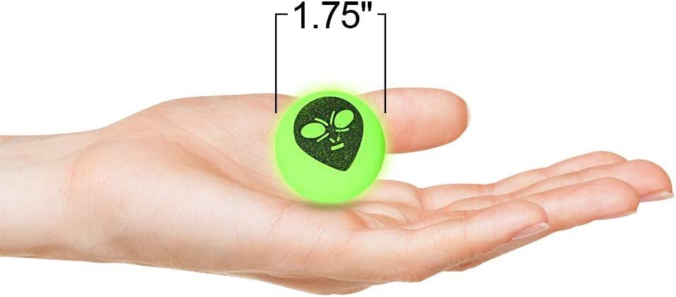 Glow Alien Bouncing Balls - Bulk Pack of 12 – 1.75" High Bounce Bouncy Balls for Kids, Glowing Party Favors and Goodie Bag Fillers for Boys and Girls