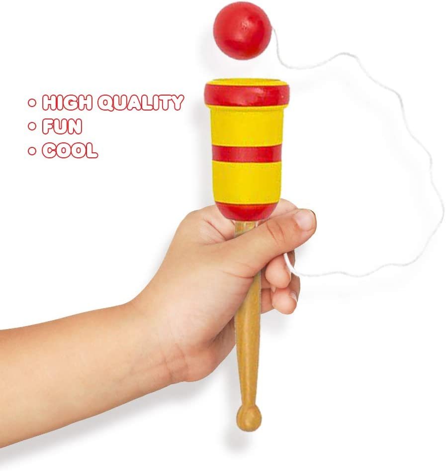 Wooden Catch Ball Game, Set of 2, Vintage Catch Toys for Kids, Wood Design, Indoor and Outdoor Games for Backyard, Park, and Beach Fun, Best Gift Idea