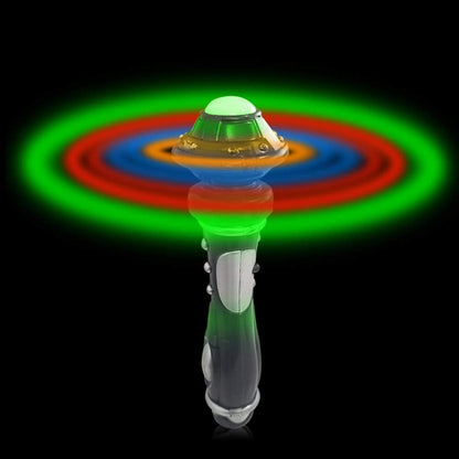 ArtCreativity Light Up Spinning Space Wand, 7.75 Inch LED Spin Toy for Kids, Batteries Included, Great Gift Idea for Boys and Girls, Fun Birthday Party Favor, Carnival Prize