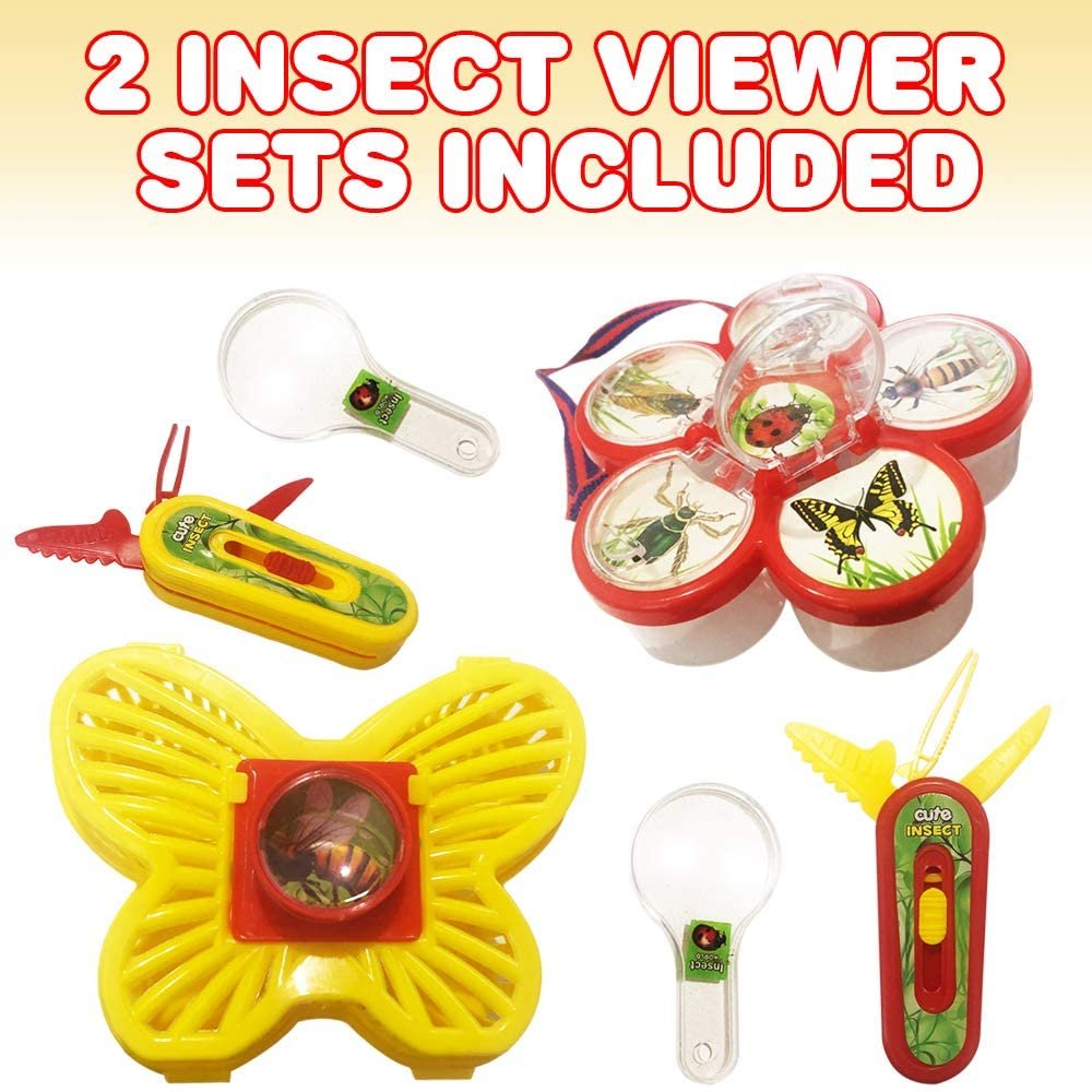 Assorted Insect Bug Viewer Set of 2 for Kids Age 5+, Includes Magnifier, Holder & Multi-Tool, Assorted in Color, Style May Vary, STEM Educational Toy, Great Gift for Birthday & Holiday