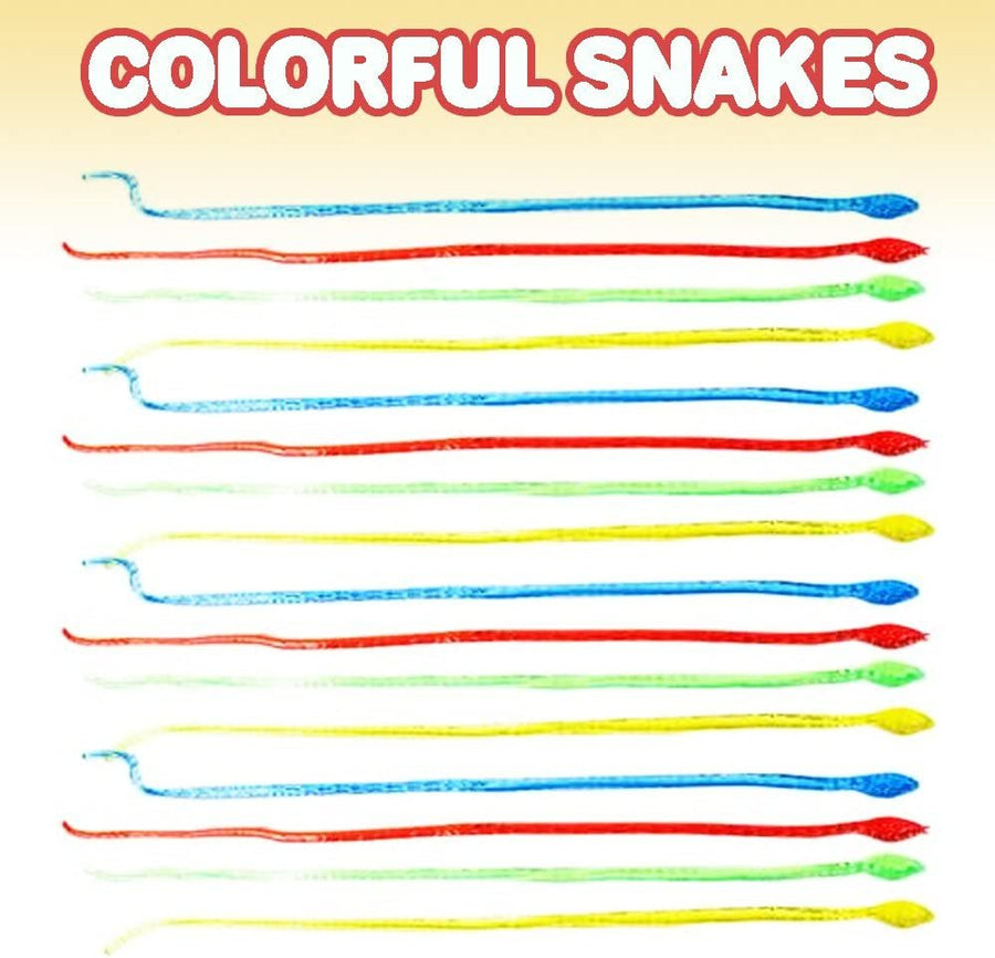 Sticky Snake Set - Pack of 12 - Stretchy Colorful Sensory Toys for Kids - Fun Birthday Party Favors for Girls and Boys, Great Carnival Prize, Novelty Gift
