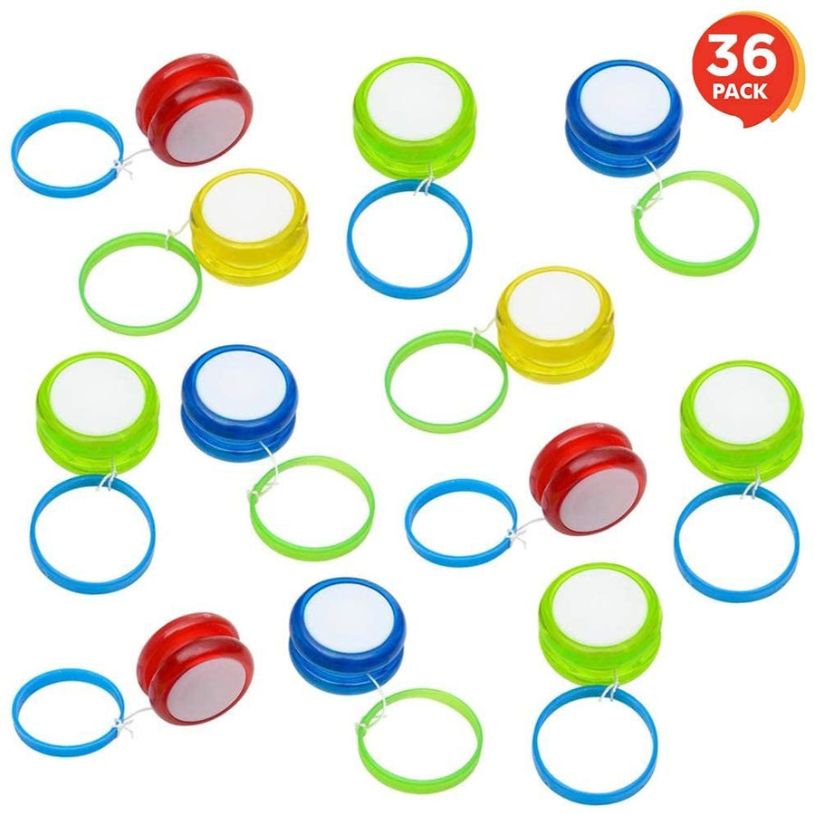 Mini Plastic Yo-Yo Set - Pack of 36 - Fun Hand Yo-Yos for Kids - Assorted Colors - Big Hit Party Favor - Amazing Gift Idea for Boys and Girls Ages 3+