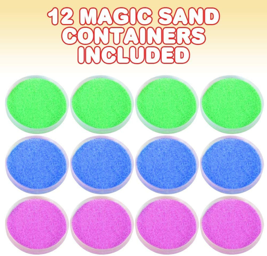 Magic Sand for Kids, Set of 12, Colored Hydrophobic Sand for Underwater Play, Kids’ Beach Toys, Fun Science Experiments for Boys and Girls, Birthday Party Favors, Goodie Bag Fillers
