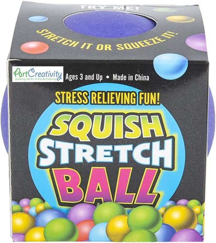 ArtCreativity Stretchy Stress Gummi Ball, Stress Relief Fidget Sensory Toy for Autistic Children, Anxiety, and ADHD, Spongy Squeeze Toy Party Favors, Goodie Bag Fillers for Kids, 1 PC- Colors May Vary