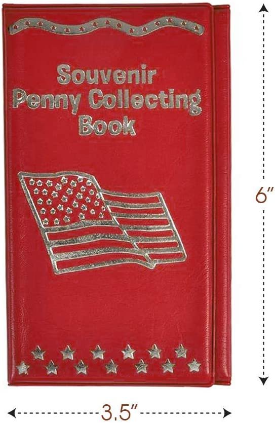 Souvenir Penny Holder Book, Set of 2, Coin Collection Books for Holding 36 Collectible Pennies, Bi-Fold Coin Display and Storage Books, Coin Collector Gift Idea for Kids and Adults