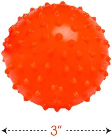 Inflated Knobby Balls, Pack of 12, Spiky Sensory Bouncing Balls for Autism, ADHD, ADD, Anxiety Relief, Birthday Party Favors, Treasure Box Prizes, 3" Balls for Kids and Adults