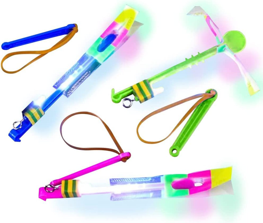 Light-Up Slingshot Dragonfly for Kids, Set of 12, LED Sling Shots for Nighttime Fun, Outdoor Flying Toys for Boys & Girls, Glow Light-Up Party Favors and Goodie Bag Fillers for Children