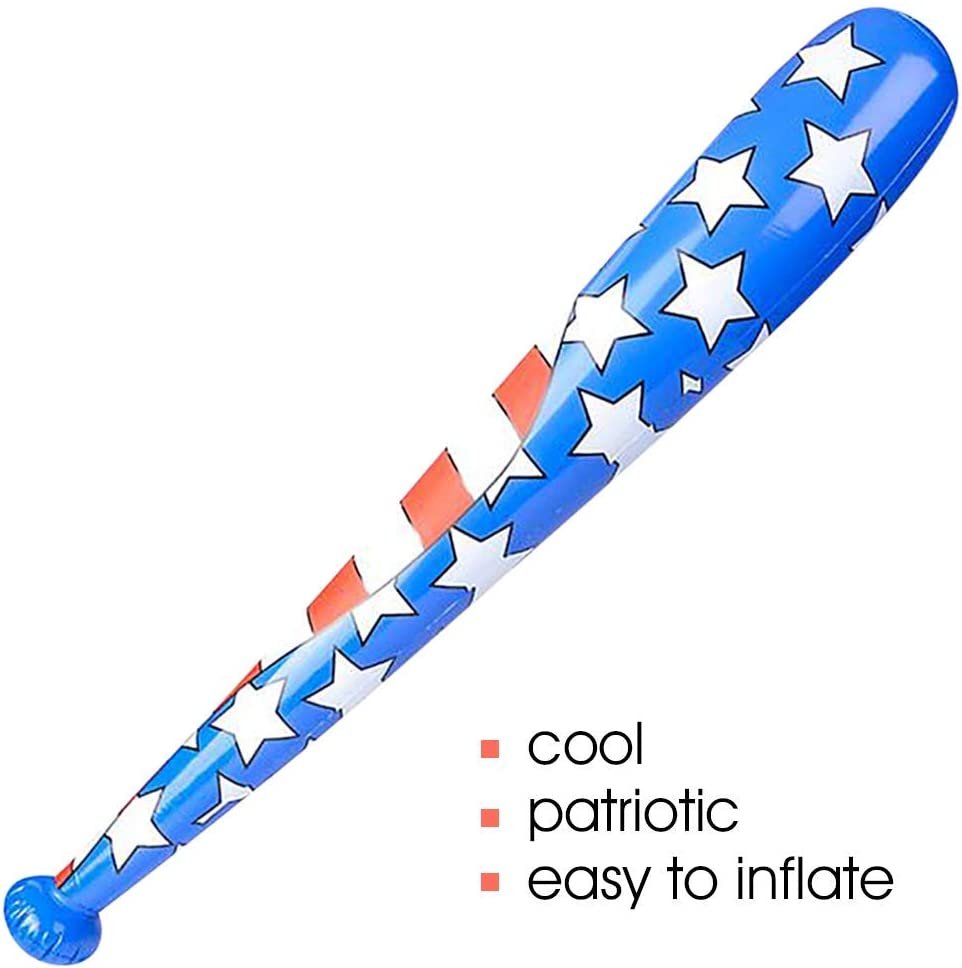 ArtCreativity American Flag Baseball Bat Inflate, Set of 3, Patriotic Costume Accessories, 4th of July Décor and Party Favors, US Flag Day, Memorial Day, and Independence Day Party Decorations