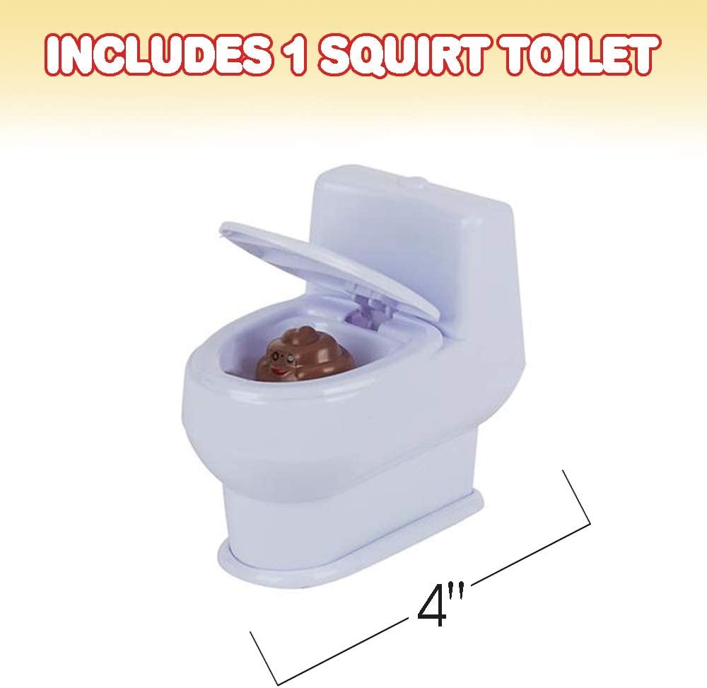 4" Squirt Toilet with 3D Poo Emoticon - Gag Gift for Kids and Adults, Squirting Prank Toy