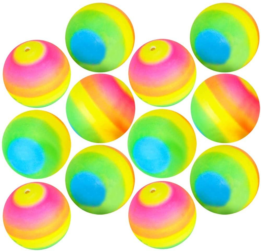 Rainbow Balls for Kids, Set of 12, Bouncy 2.5" Rubber Balls, Beautiful Rainbow Colors, Park and Beach Outdoor Fun, Durable Outside Play Toys for Boys and Girls