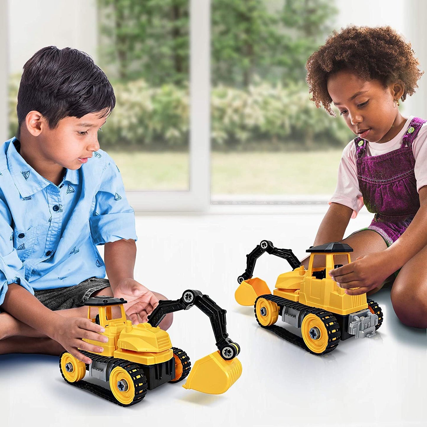 ArtCreativity Take Apart Yellow Construction Toy Truck - 43 Pieces with Tools - Large Excavating Backhoe Toy - Perfect Digger Toy and Great Birthday Gift Idea for Boys and Girls Ages 3+