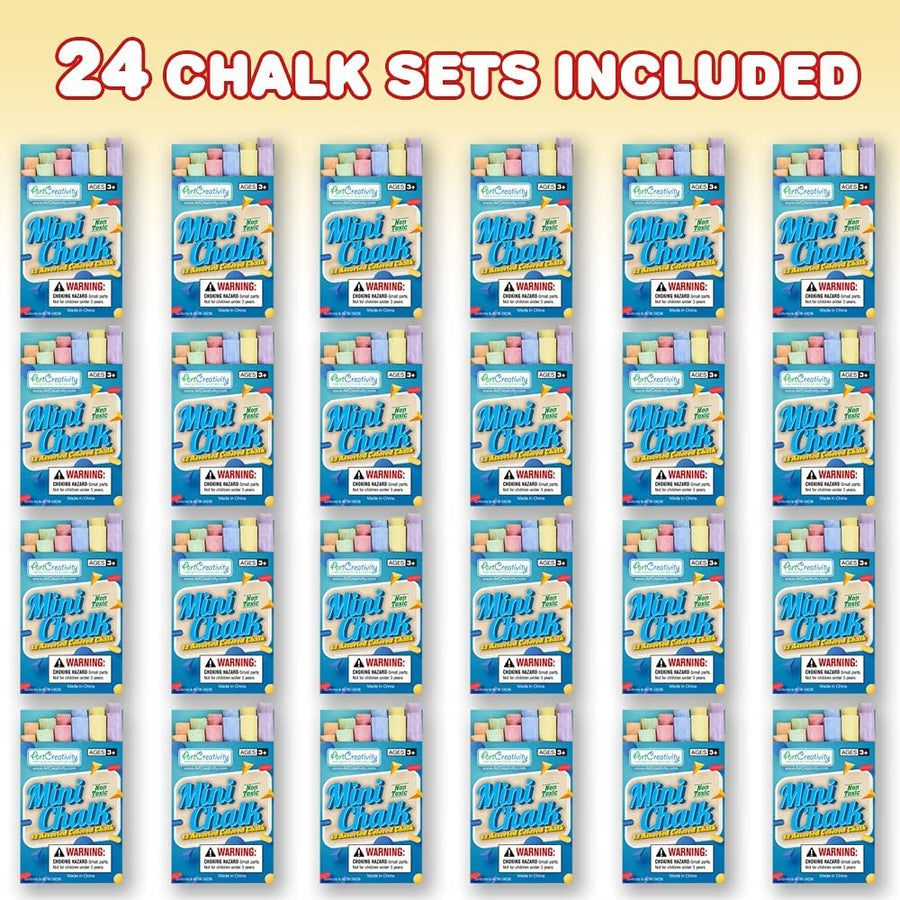Mini Chalk Set for Kids, 24 Boxes, Each Box Has 12 Blackboard Chalk Sticks, Non-Toxic Art and Craft Supplies, Birthday Party Favors for Boys and Girls, Goody Bag Fillers, Classroom Gift