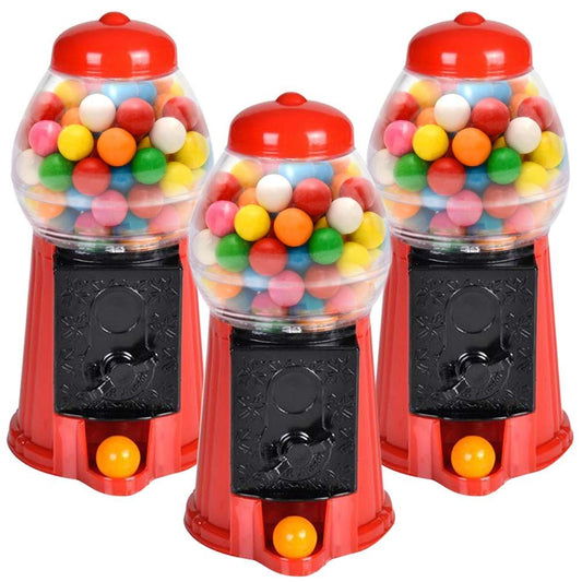 ArtCreativity Gumball Machine for Kids, Set of 3, 6.5 Inch Desktop Bubble Gum Mini Candy Dispenser, Unique Money Saving Coin Bank, Best Gift or Vintage Office Desk Decoration (Gumballs not Included)