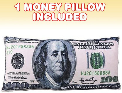AtrCreativity Money Pillow for Kids and Adults, 1PC, 100 Dollar Bill Pillow with Two-Sided Design, Super Soft and Plush, Couch Throw Pillow, Living Room and Bedroom Decorations, 22 x 12 Inches